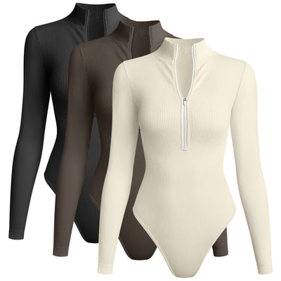 Combinaison Longue Femme à Manches Longues avec Fermeture Éclair – Extensible et Respirante – S à L