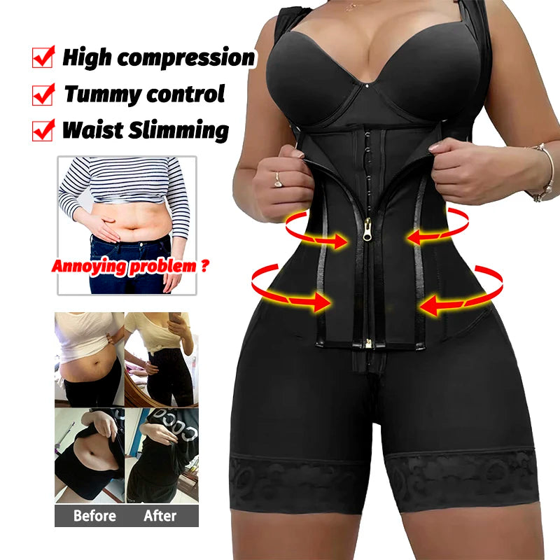Body Gainant Femme Haute Compression avec Armatures en Acier – Dentelle