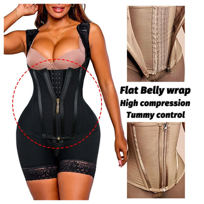 Body Gainant Femme Haute Compression avec Armatures en Acier – Dentelle