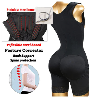 Body Gainant Femme Haute Compression avec Armatures en Acier – Dentelle