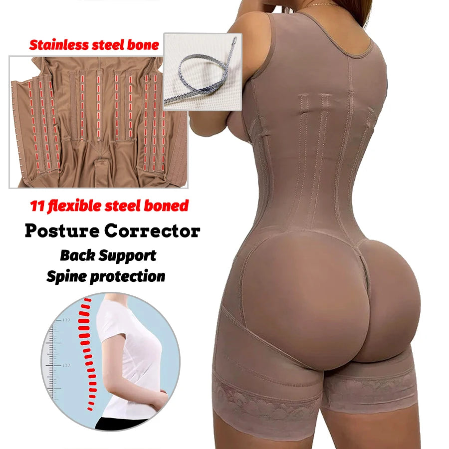 Body Gainant Femme Haute Compression avec Armatures en Acier – Dentelle